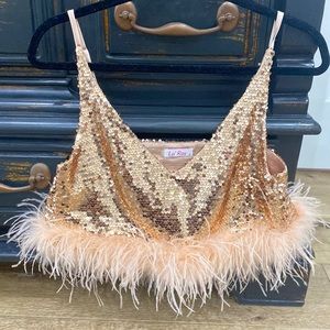 Feather sequin top size S